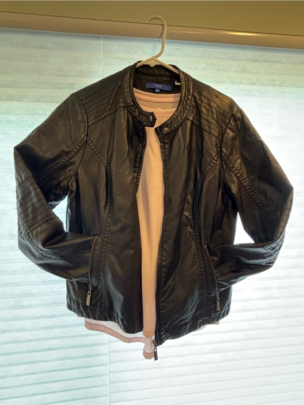 Women’s Black Faux Leather Biker Moto Jacket - Apt. 9